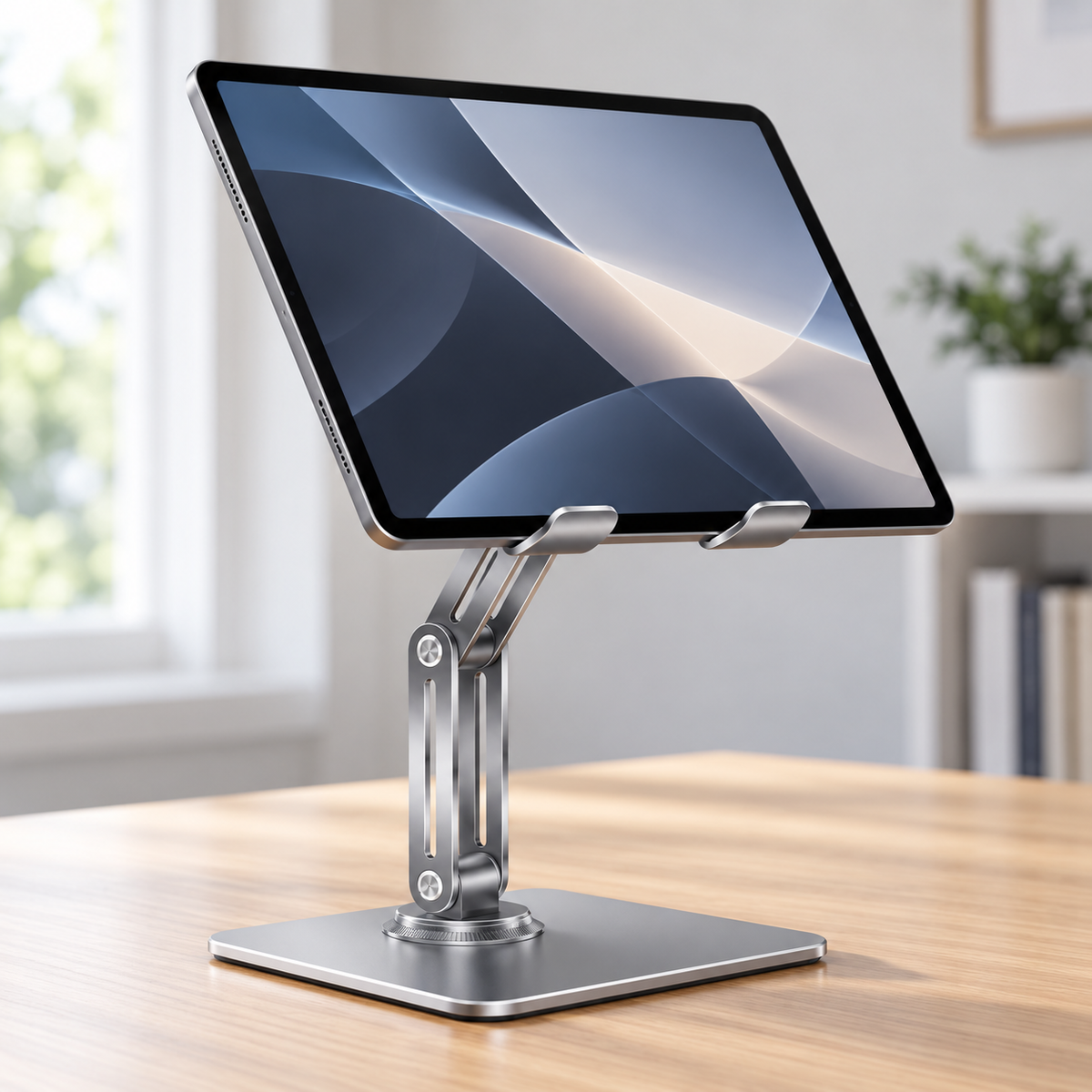 Suporte prateado articulado de 360 graus com tablet